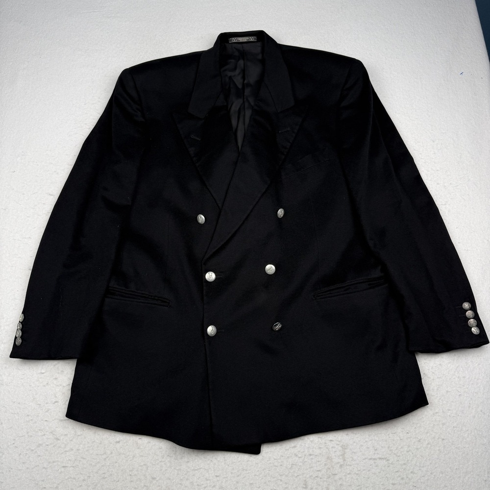 Valentino Couture Blazer Mens EU 56 Black Cashmere Double Breasted Italy